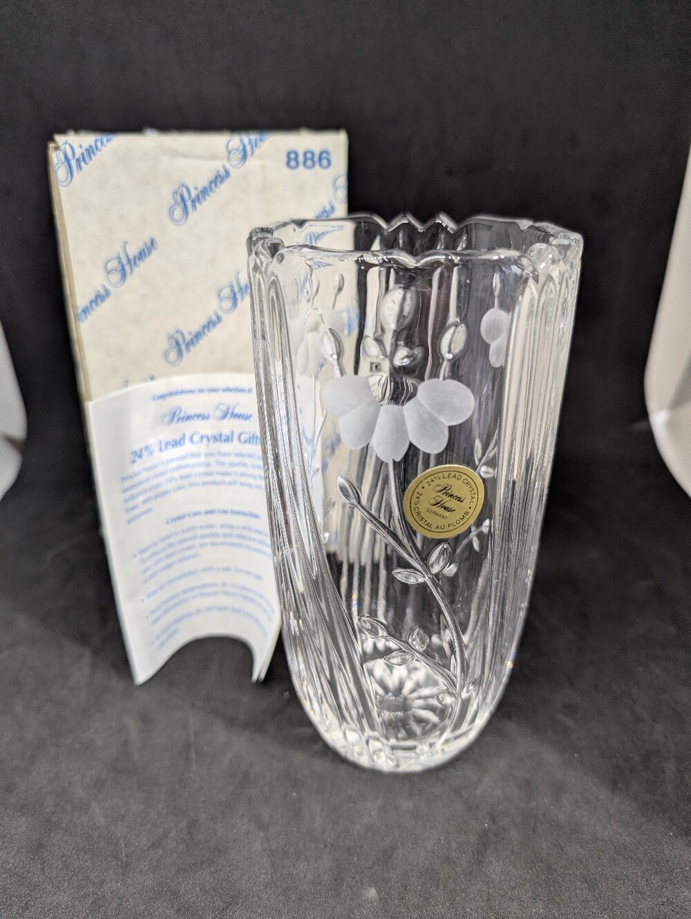 Vtg PRINCESS HOUSE # 886 LEAD CRYSTAL VASE BRAND NEW IN BOX